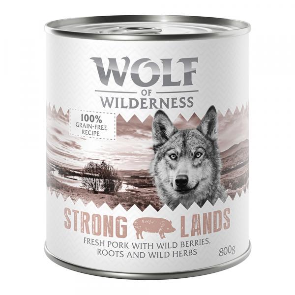Korzystny pakiet Wolf of Wilderness Adult, 12 x 800 g - Strong Lands, wieprzowina