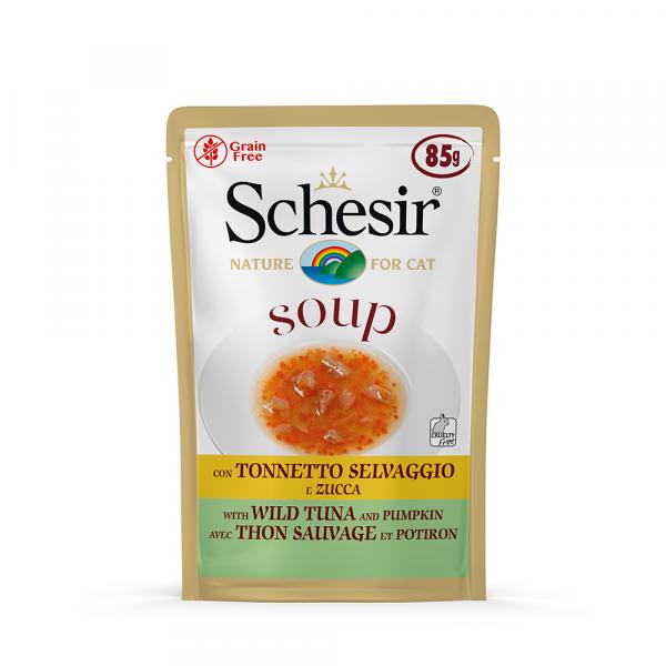 Schesir Cat Soup, 6 x 85 g - Dziki tuńczyk z dynią