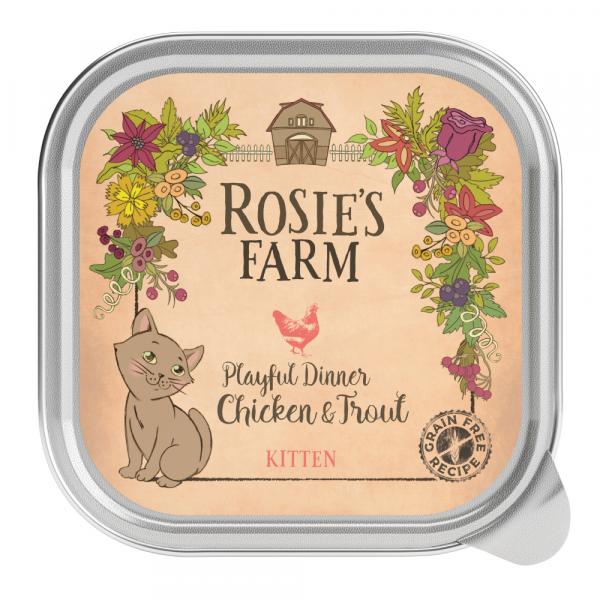 Pakiet Rosie's Farm Kitten, 32 x 100 g - Kurczak z pstrągiem