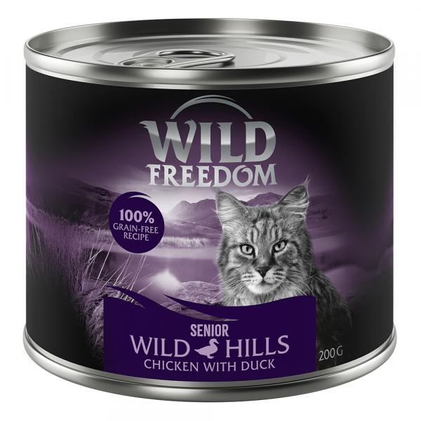 5 + 1 gratis! Wild Freedom, bezzbożowa receptura, karma mokra dla kota, 6 x 200 g - Senior, Wild Hills – Kaczka i kurczak
