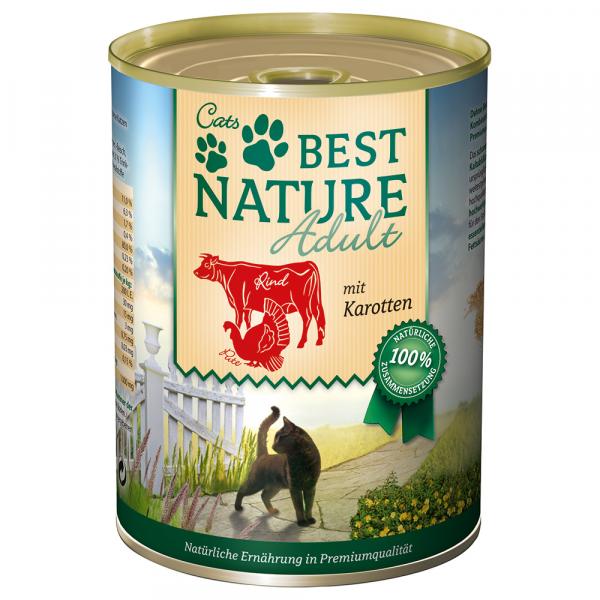 Best Nature Cat Adult, 6 x 400 g - Wołowina, indyk i marchew