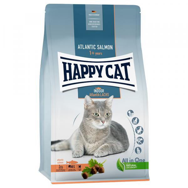 Happy Cat Indoor Adult, łosoś atlantycki - 2 x 4 kg