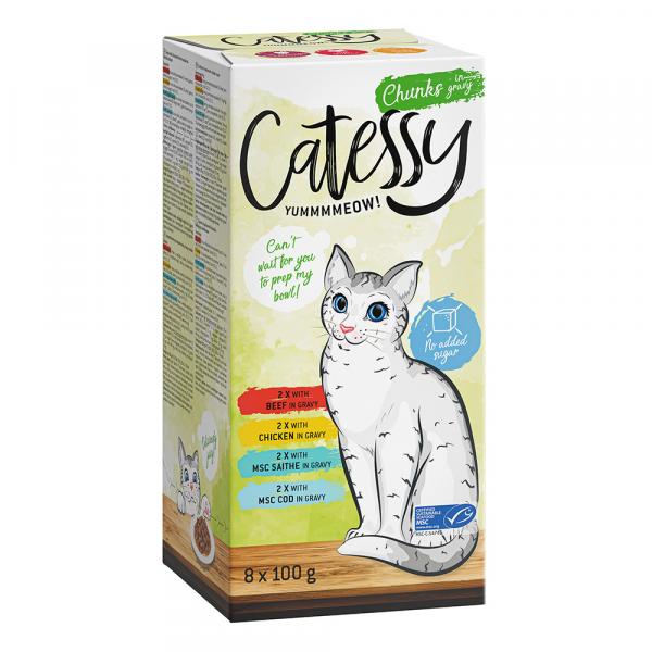 Catessy mix w miseczkach, 64 x 100 g - Mix soczyste kąski w sosie