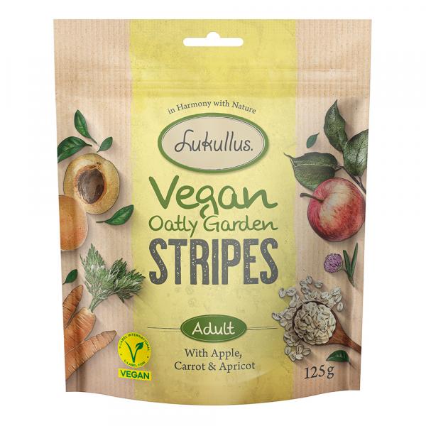 Lukullus Vegan Oatly Garden Stripes, z jabłkiem, marchwią i morelą - 3 x 125 g