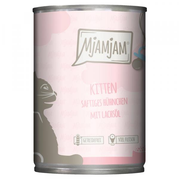 MjAMjAM Kitten, 6 x 400 g - Soczysty kurczak z olejem z łososia