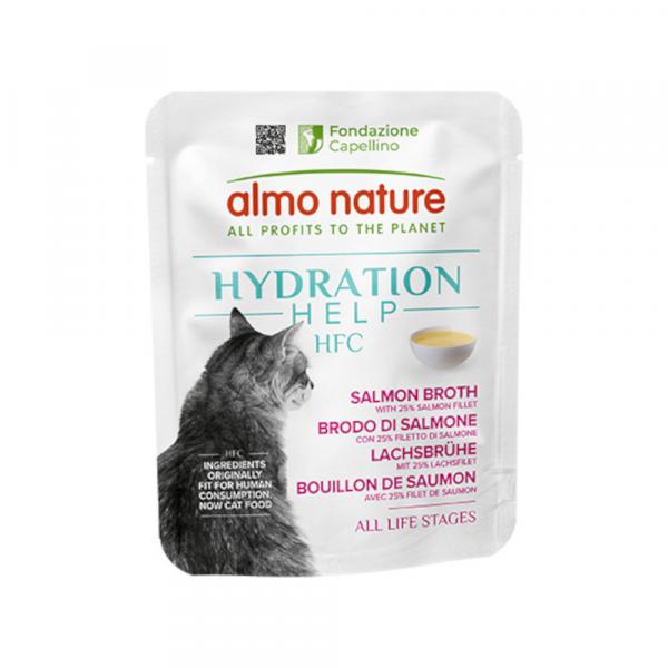 20 + 4 gratis! Almo Nature HFC Hydration Help, karma mokra dla kota, 24 x 50 g - Bulion z łososia z filetem z łososia