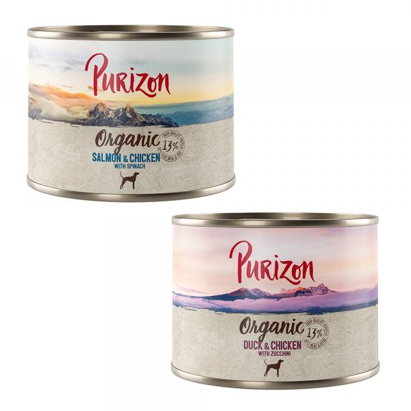 Korzystny pakiet Purizon Organic, 12 x 200 g - Pakiet mieszany II: 6x biokaczka i biokurczak, 6x biołosoś i biokurczak