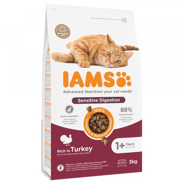 15% taniej! IAMS, sucha karma dla kota, różne rodzaje, 3 kg - Advanced Nutrition Sensitive Digestion, indyk