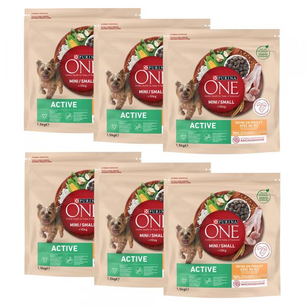 PURINA ONE Mini Active, kurczak i ryż - 2 x 9 kg (6 x 1,5 kg)