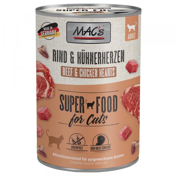 MAC’s Cat karma dla kota, 6 x 400 g - Wołowina i serca drobiowe