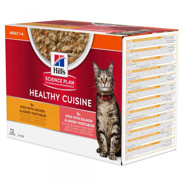 Hill's Science Plan Adult Healthy Cuisine, kurczak i łosoś - 48 x 80 g