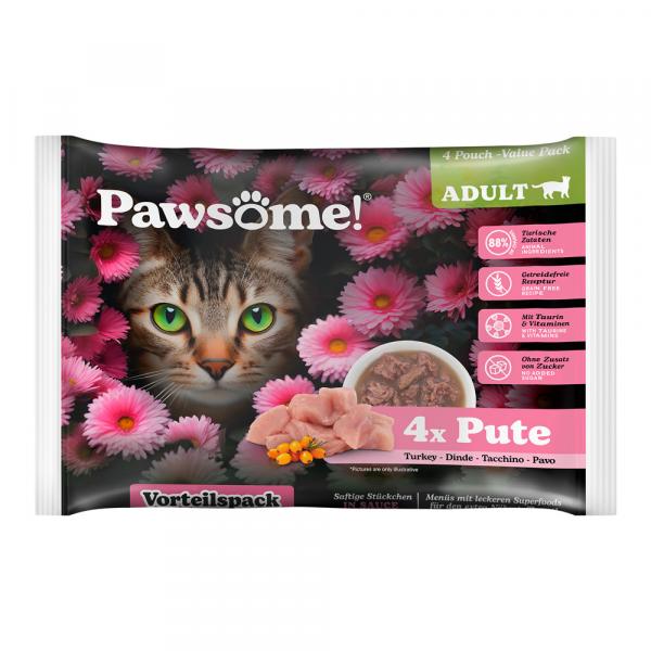 Korzystny pakiet Pawsome Adult Cat, 8 x 85 g - Indyk