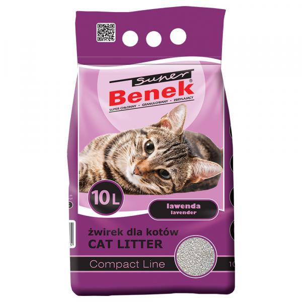 Super Benek Compact Lawenda, żwirek dla kota - 10 l (ok. 8 kg)