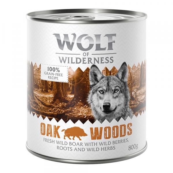 Korzystny pakiet Wolf of Wilderness Adult, 12 x 800 g - Oak Woods, dzik