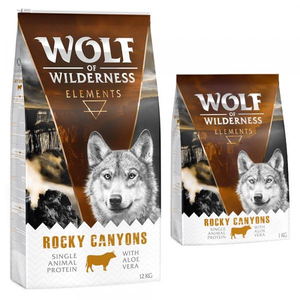 12 + 2 kg gratis! Wolf of Wilderness karma sucha dla psa, 14 kg - „Rocky Canyons”, wołowina