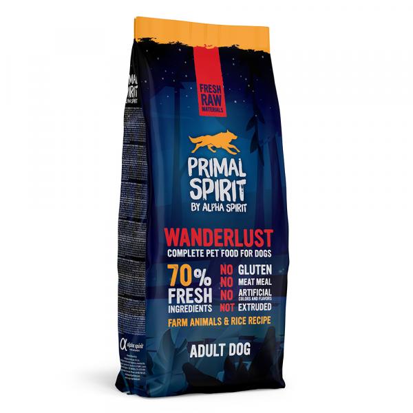 Primal Spirit 70% Wanderlust karma dla psów - Podwójne opakowanie: 2 x 12 kg