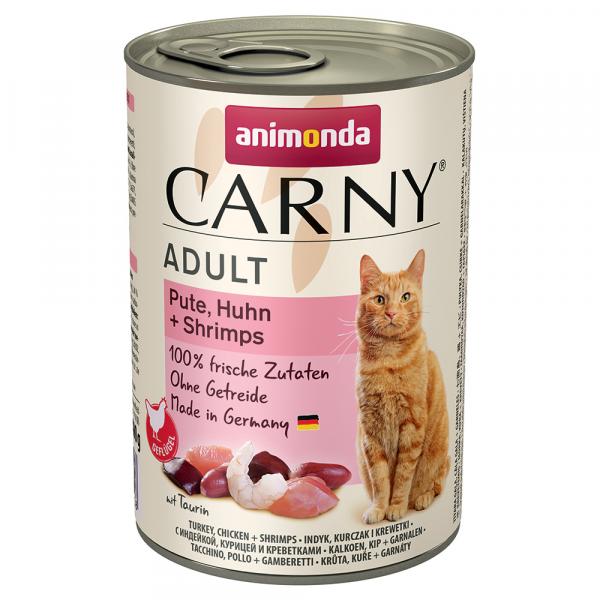 Animonda Carny Adult, 6 x 400 g - Indyk i kurczak z krewetkami