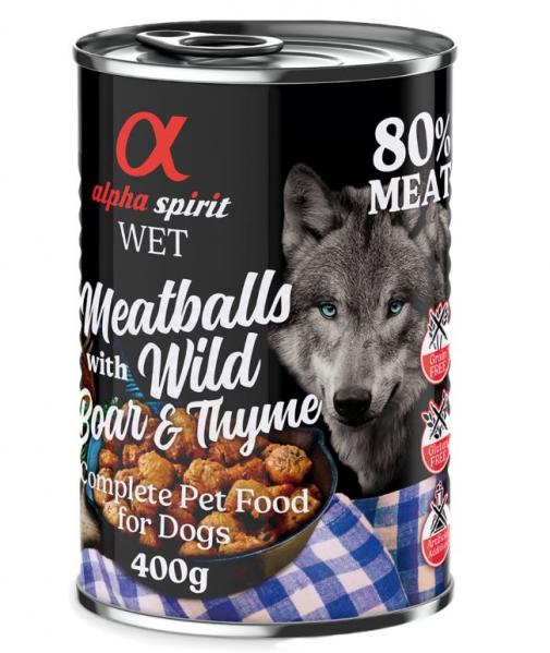 Alpha spirit Dog Meatballs, 6 x 400 g - Dzik z tymiankiem