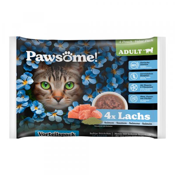 Pawsome Adult, Cat 4 x 85 g - Łosoś