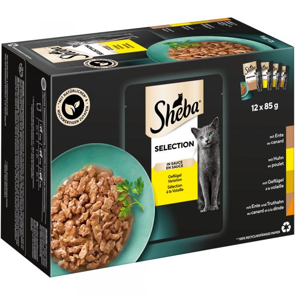 Pakiet mieszany Sheba Selection, 96 x 85 g - Wybór Drobiowy w sosie