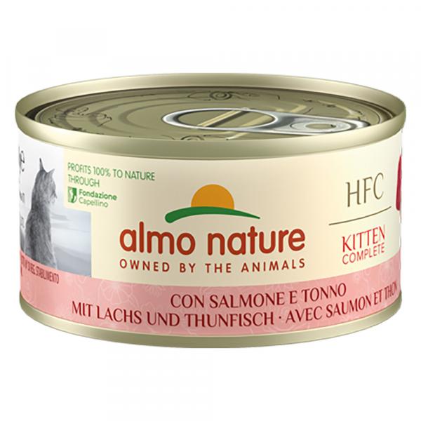 5 + 1 gratis! Almo Nature HFC Complete Kitten, 6 x 70 g - Łosoś i tuńczyk