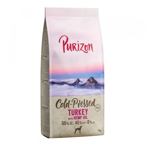 25% taniej! Purizon, karma sucha, bez zbóż, 1 kg - Coldpressed, indyk z olejem konopnym