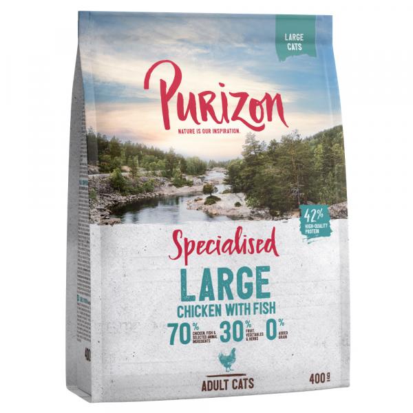 Purizon karmy suche dla kota w opakowaniach próbnych - Large Adult, kurczak i ryba, 400 g