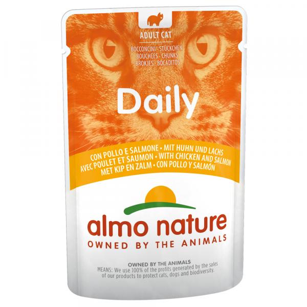 5 + 1 gratis! Almo Nature Daily Menu, 6 x 70 g - Kurczak i łosoś