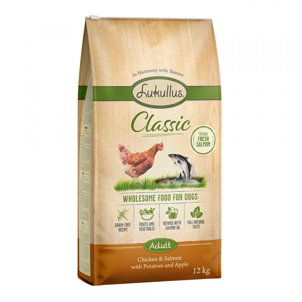 10 + 2 kg gratis! Lukullus, karma sucha (bez zbóż), 12 kg - Classic Junior, kurczak i łosoś