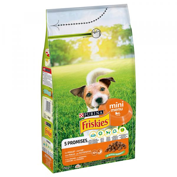 Purina FRISKIES Mini, z kurczakiem i warzywami - 1,5 kg