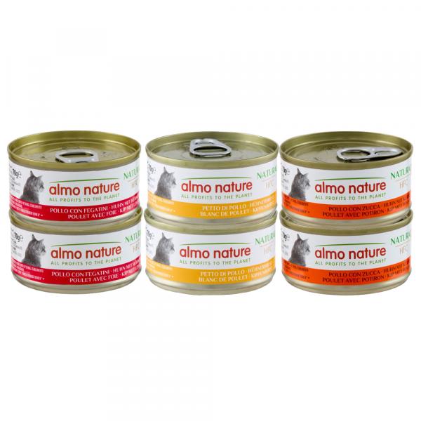 Almo Nature 6 x 70 g - Pakiet mieszany z kurczakiem