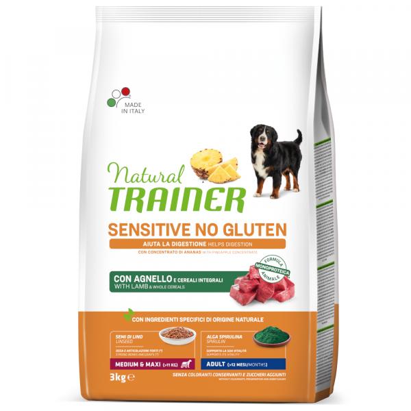 Natural Trainer Sensitive No Gluten Adult Medium/Maxi, jagnięcina - 2 x 3 kg