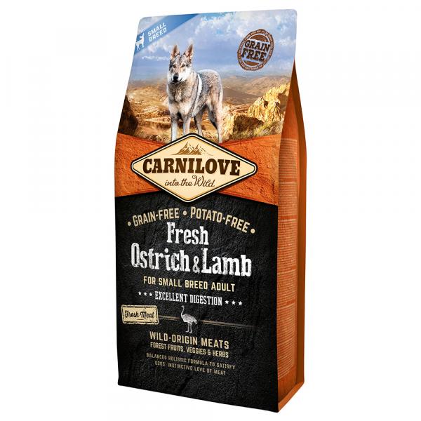 Carnilove Fresh Adult Small Breed Ostrich, jagnięcina dla psów - 6 kg