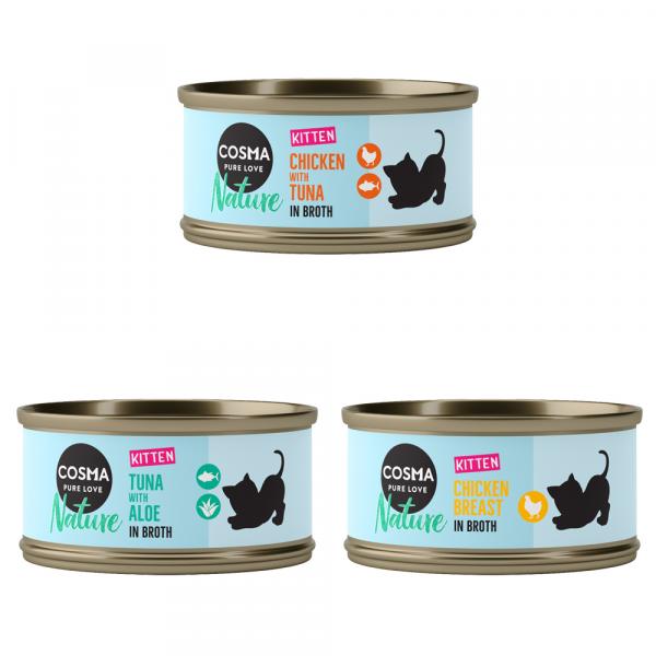 Mieszany pakiet próbny Cosma Nature Kitten - 24 x 70 g (3 smaki)