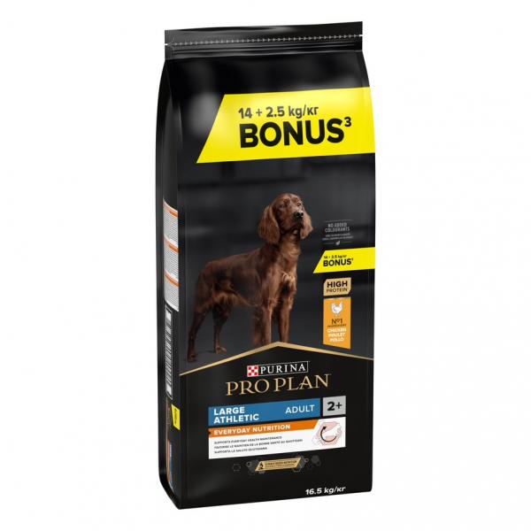14 + 2,5 kg / 12 + 2 kg gratis! PURINA PRO PLAN, karma sucha dla psa, 16,5 kg / 14 kg - Large Athletic Adult Everyday Nutrition, kurczak i ryż, 14 kg + 2,5 kg