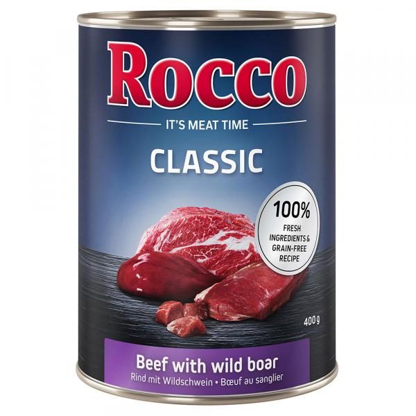 10 + 2 gratis! Rocco Classic, 12 x 400 g - Wołowina i mięso z dzika