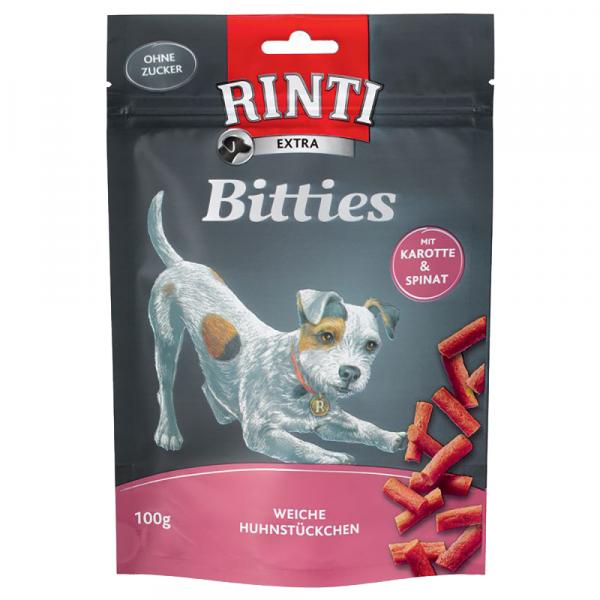 Pakiet RINTI Extra Bits, 5 x 100 g - Kurczak z marchewką i szpinakiem