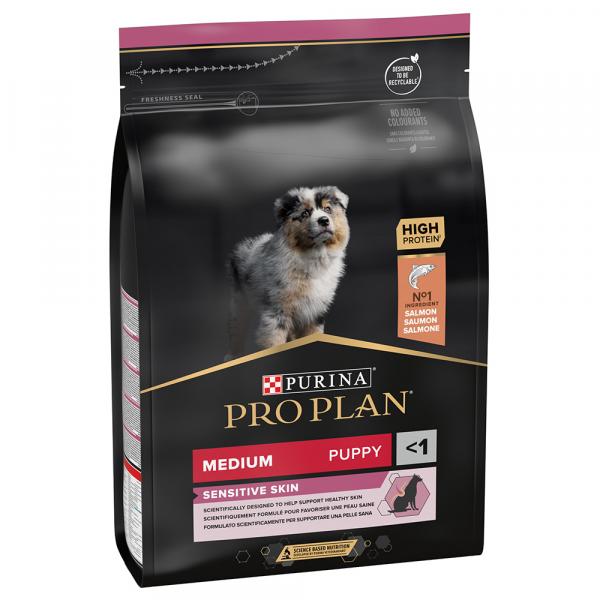 25% taniej! PURINA PRO PLAN, karma sucha, 2 x 3 kg - Medium Puppy Sensitive Skin, łosoś i ryż