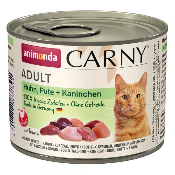 Animonda Carny Adult, 6 x 200 g - Kurczak i indyk z królikiem