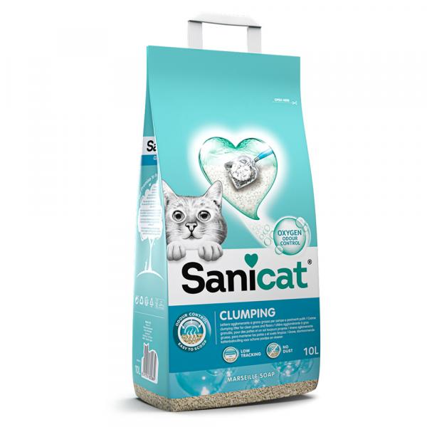 20% taniej! 2x Sanicat Strong Clumps, żwirek dla kota, różne rodzaje - żwirek zbrylający się z mydłem marsylskim, 2 x 10 l