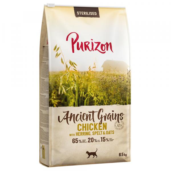 Dwupak Purizon karma dla kota, 2 x 6,5 kg - Adult Sterilised, kurczak z rybą - prazboża