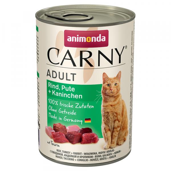 Animonda Carny Adult, 6 x 400 g - Wołowina, indyk i królik