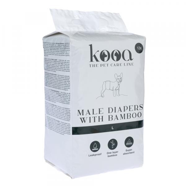 Kooa pieluchy dla samców z bambusem - Rozmiar L: 53 - 76 cm, 12 sztuk