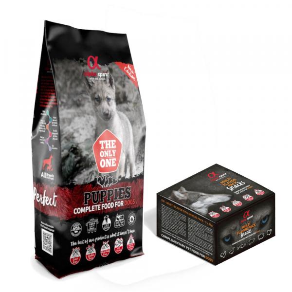 Alpha Spirit: 12 kg The Only One + Dog Snacks Mixbox, 9 x 35 g gratis! - Puppies