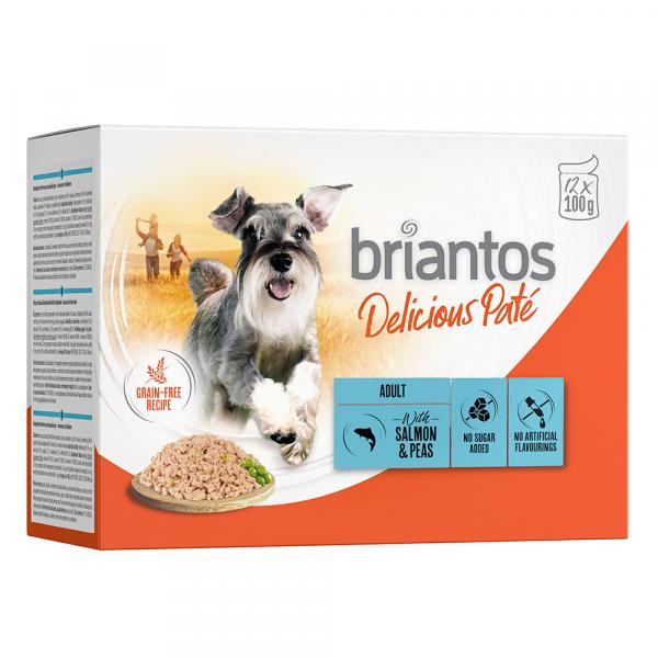 40 + 8 gratis! Briantos Delicious Paté, karma mokra dla psa, 48 x 100 g - Łosoś