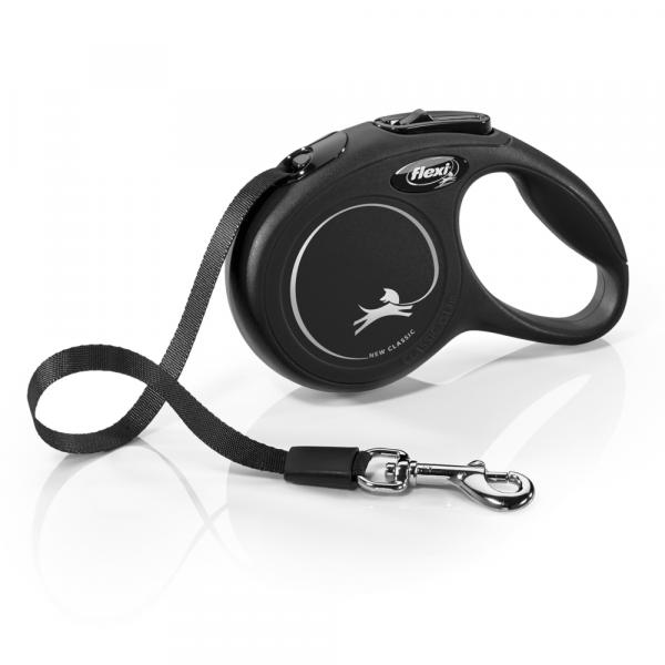 Flexi Classic smycz taśmowa, czarna, 3 m - Rozmiar XS: do 12 kg