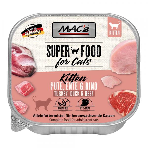 MAC's Cat tacki, 32 x 100 g - Kitten Indyk, kaczka i wołowina