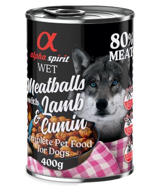 Alpha spirit Dog Meatballs, 6 x 400 g - Jagnięcina z kminem rzymskim