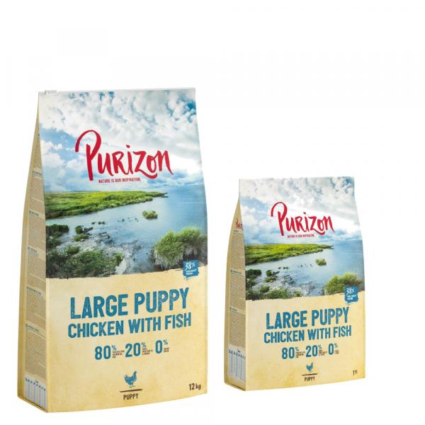 12 + 1 kg gratis! Purizon, karma sucha dla psa, 13 kg - Large Puppy, kurczak i ryba, bez zbóż