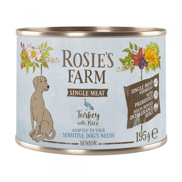 Rosie's Farm Single Meat Senior, 6 x 195 g - Indyk z ryżem